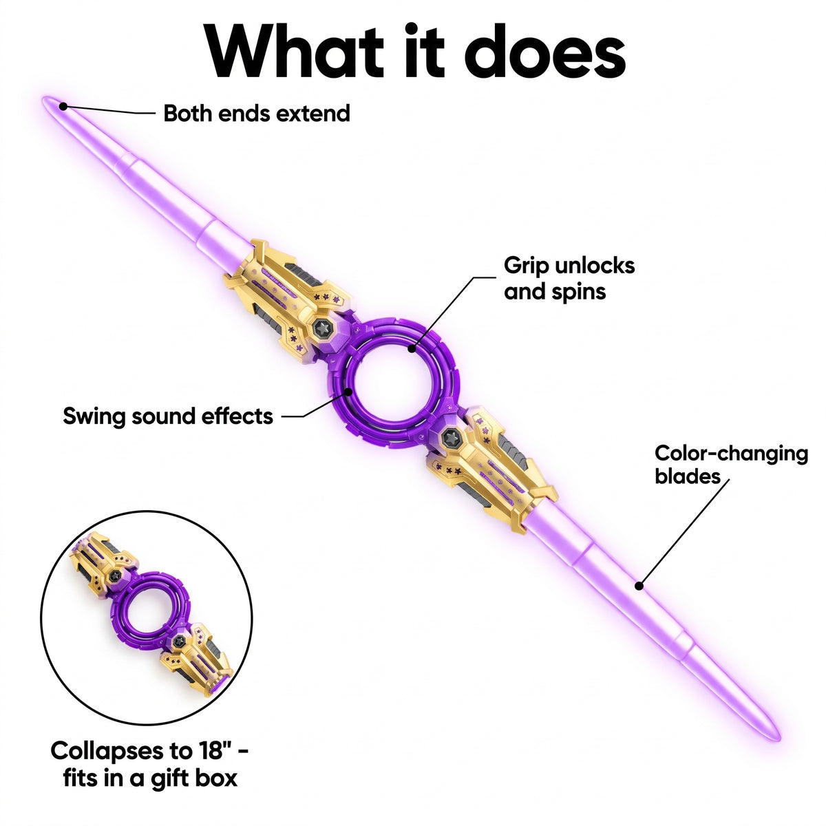 Retractable Spinning Light Saber Toy